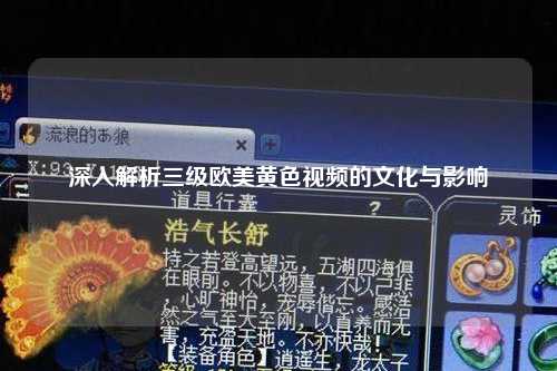 深入解析三级欧美黄色视频的文化与影响