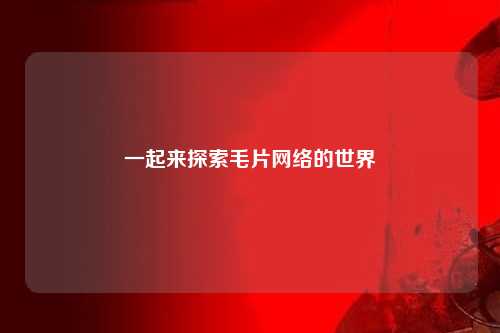 一起来探索毛片网络的世界